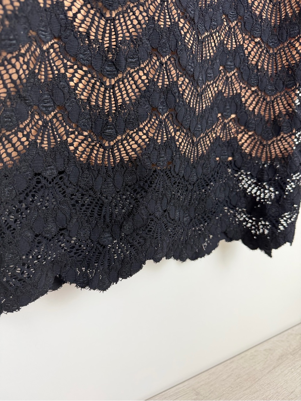 Nightcap Black Lace Dress with Nude Lining - Picture 5 of 9